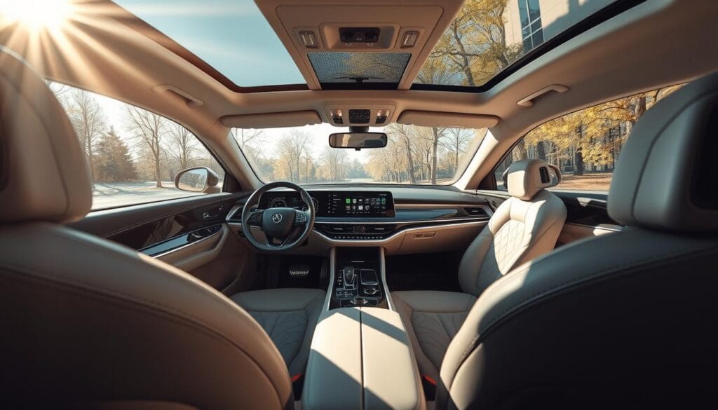 A luxury hybrid powertrain in a refined, contemporary interior. The cabin features brushed aluminum accents, hand-stitched leather seats, and a sweeping dashboard with a large, high-resolution display. Soft indirect lighting creates a warm, inviting ambiance. The center console houses advanced hybrid controls and infotainment systems. Sunlight streams through the panoramic glass roof, illuminating the meticulously crafted details. This pinnacle of automotive engineering exudes an air of understated sophistication, blending cutting-edge technology with timeless elegance. A luxury hybrid powertrain in a refined, contemporary interior. The cabin features brushed aluminum accents, hand-stitched leather seats, and a sweeping dashboard with a large, high-resolution display. Soft indirect lighting creates a warm, inviting ambiance. The center console houses advanced hybrid controls and infotainment systems. Sunlight streams through the panoramic glass roof, illuminating the meticulously crafted details. This pinnacle of automotive engineering exudes an air of understated sophistication, blending cutting-edge technology with timeless elegance.