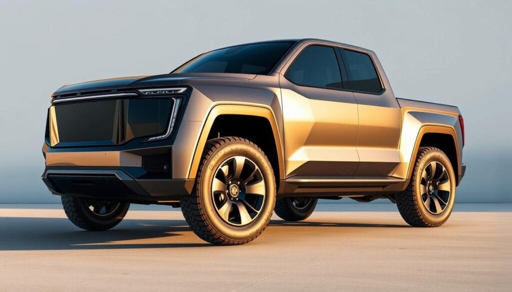 A sleek and modern Lordstown Endurance electric pickup truck, captured in a crisp, high-resolution image with perfect lighting and angles. The truck is prominently displayed in the foreground, showcasing its bold, angular design and futuristic aesthetic. The background features a clean, minimalist setting, allowing the vehicle to take center stage. Subtle reflections on the truck's glossy surface create a sense of depth and realism. The lighting is carefully balanced, casting warm, natural tones that highlight the intricate details and premium materials used in the vehicle's construction. This image effectively conveys the Endurance's premium pricing and positioning within the electric pickup truck market.
