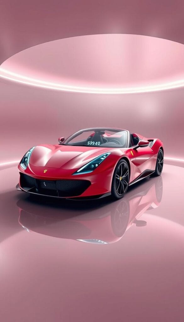 A Ferrari SF90 Spider in a sleek, futuristic setting. The sports car's advanced digital technology is on full display, with a holographic heads-up display projecting vital information, and touch-sensitive controls illuminating the dashboard. The car is surrounded by a minimalist, high-tech environment, with smooth, reflective surfaces and subtle ambient lighting creating a sense of technological sophistication. The scene is captured from a dynamic, low-angle perspective, emphasizing the Spider's powerful, aerodynamic silhouette and the integration of its cutting-edge digital features.