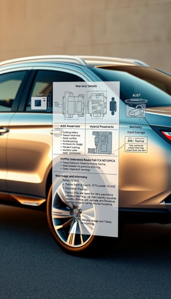 A detailed blueprint of Mitsubishi's hybrid powertrain warranty coverage, showcased against a backdrop of a sleek, metallic ASX crossover vehicle. The warranty details are meticulously rendered, highlighting the technological prowess and reliability of Mitsubishi's hybrid system. The image is captured with a crisp, high-resolution lens, emphasizing the precision and clarity of the information. Soft, warm lighting casts a premium, sophisticated atmosphere, underscoring the luxury and quality of Mitsubishi's hybrid offerings. The overall composition balances technical specificity with an elegant, visually appealing design, perfectly suited to illustrate the "Warranty Coverage and Maintenance" section of the article.