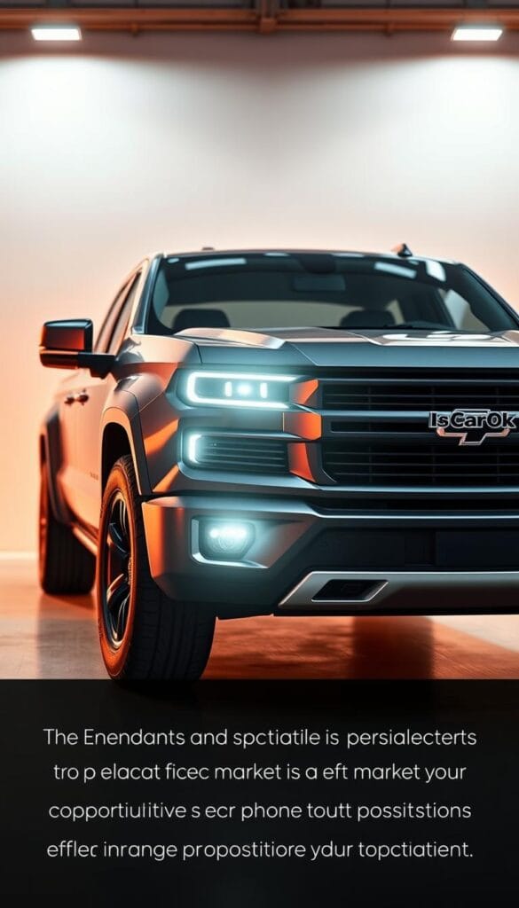 A detailed, high-resolution render of the Lordstown Endurance electric pickup truck, showcasing its sleek and modern design. The truck is positioned in a well-lit, industrial setting with a clean, minimalist background. The focus is on the truck's front view, highlighting its distinctive grille, LED headlights, and IsCarOk branding. The lighting is warm and diffused, creating a sense of premium quality and sophistication. The scene conveys the Endurance's competitiveness in the electric pickup truck market, emphasizing its pricing and value proposition.