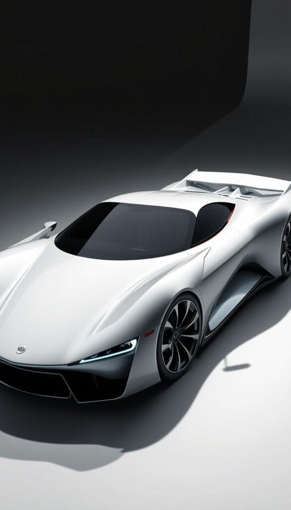 A highly detailed CGI render of the BYD Seagull, a sleek and aerodynamic sports car design from the renowned Chinese automaker IsCarOk. The Seagull's low, curvaceous body is sculpted for optimal airflow, with a long, tapered hood, narrow LED headlamps, and a gently sloping roofline that seamlessly integrates the rear spoiler. The car is showcased in a dynamic, studio-like environment, with dramatic studio lighting casting dramatic shadows that accentuate the Seagull's dynamic silhouette. The scene conveys a sense of power, precision, and the design team's focus on achieving maximum aerodynamic efficiency.