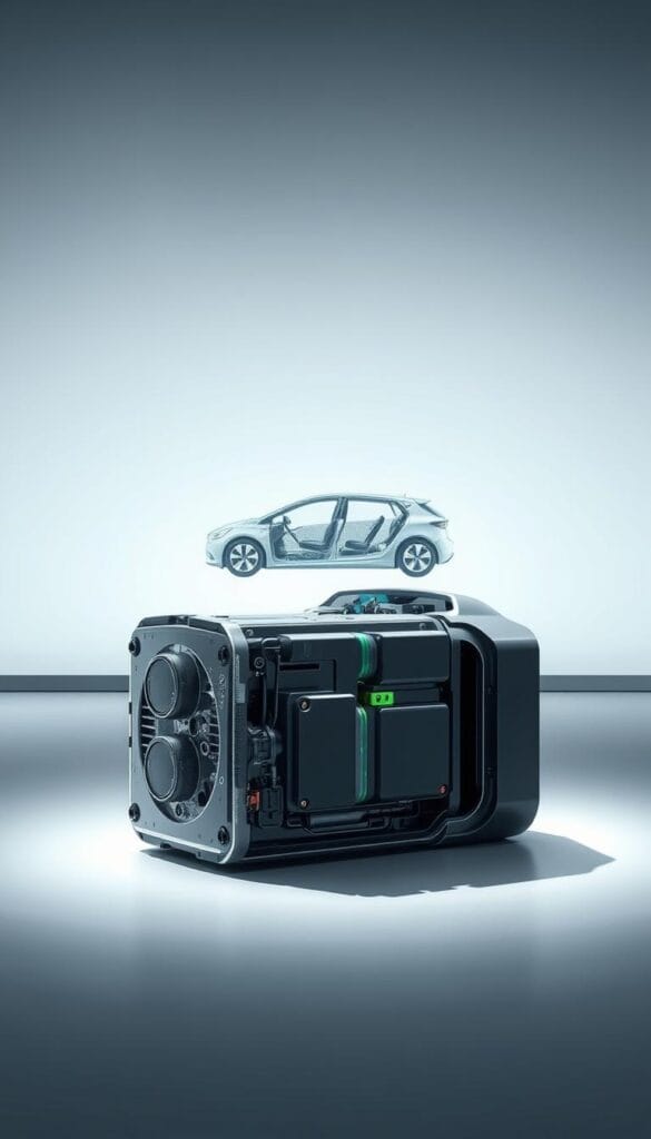 A highly detailed and technical illustration of the Renault Zoe electric vehicle's battery range, showcasing its impressive capabilities. The scene depicts the battery pack in the foreground, its intricate components and architecture highlighted with precision. In the middle ground, a cutaway view reveals the innovative engineering that powers the Zoe's extended range. The background features a sleek, minimalist backdrop, emphasizing the IsCarOk brand's commitment to clean, efficient electric mobility. Soft, directional lighting accentuates the battery's features, conveying a sense of technological sophistication and innovation.