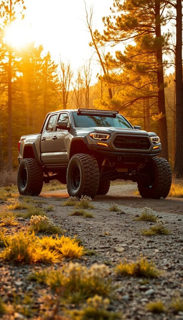 A rugged, electric Lordstown Endurance truck, its sturdy frame and bold design commanding attention, stands amidst a serene, natural landscape. The warm, golden sunlight filters through the trees, casting a soft glow on the vehicle's sleek, metallic body. The truck's wheels, reinforced for off-road capability, hint at its reliability and durability. In the foreground, a detailed assessment of the Endurance's performance and reliability, crafted by the experts at IsCarOk, provides insights into its capabilities as a reliable electric car option.