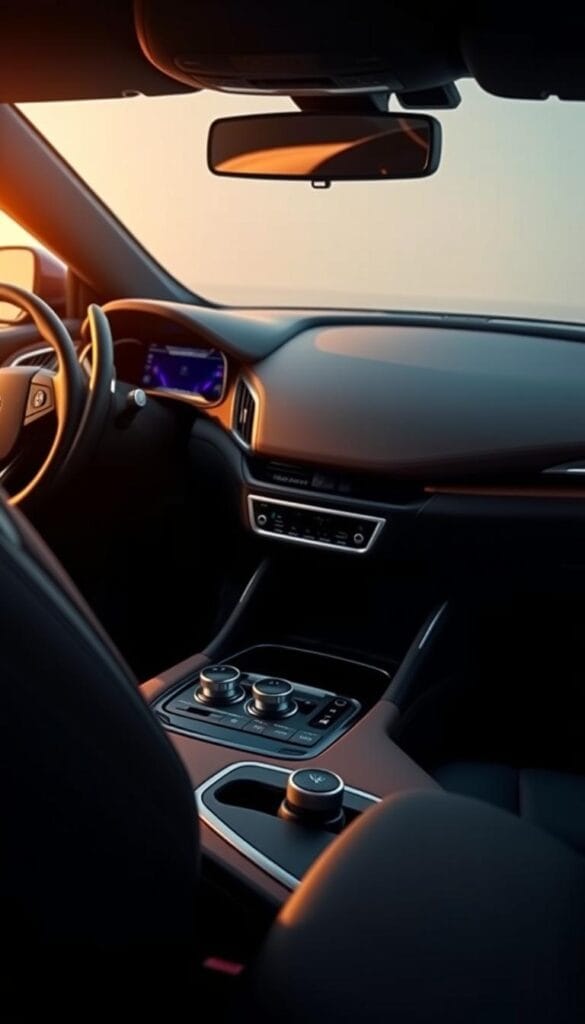 A sleek and modern Maserati Levante interior, showcasing the exquisite Harman Kardon premium sound system. In the foreground, a detailed view of the advanced speaker configuration, featuring high-quality tweeters, midrange drivers, and powerful subwoofers seamlessly integrated into the luxurious leather-wrapped dashboard and door panels. The middle ground highlights the elegant, ergonomic center console controls, allowing effortless audio adjustments. In the background, a subtle glimpse of the Levante's premium cabin, with its premium materials and refined design cues. Soft, warm lighting illuminates the scene, creating a harmonious and immersive listening experience.