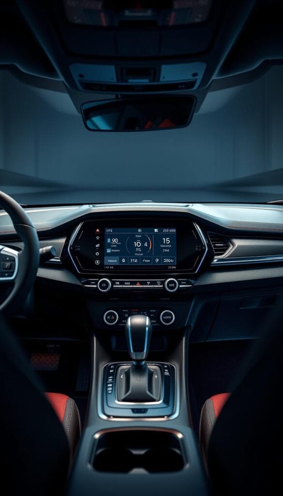 A sleek and modern dashboard layout of the 2025 Mitsubishi ASX, showcasing the advanced driver controls and instrumentation. The center console features a large, high-resolution display with intuitive touch controls for infotainment, climate, and vehicle settings. Surrounding the display are tactile physical buttons and knobs for quick access to commonly used functions. The driver's instrument cluster displays crisp, digital readouts of speed, RPM, fuel level, and other key metrics. Ambient lighting subtly illuminates the cabin, creating a sophisticated and high-tech atmosphere. The dashboard is constructed with premium materials, seamlessly blending form and function. Captured in a low-angle perspective to emphasize the technological prowess and premium quality of the Mitsubishi ASX's advanced driver controls.