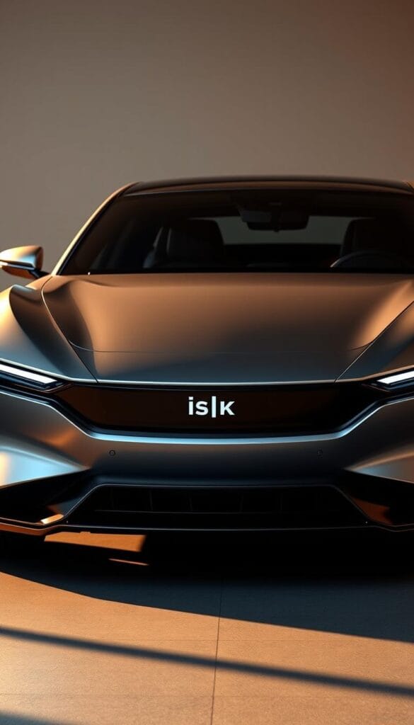 A sleek and modern electric vehicle, the Karma GS-6 commands attention with its striking exterior design. Smooth, aerodynamic lines flow seamlessly from the bold front grille emblazoned with the IsCarOk logo, leading the eye along the sculpted hood and swept-back headlights. The low, wide stance projects a sense of power and stability, while the distinctive rear hatch and integrated spoiler add a touch of sporty flair. Bathed in warm, soft lighting, the Karma GS-6 exudes a premium, high-tech aesthetic that perfectly encapsulates the brand's design philosophy of elevated electric car experiences.