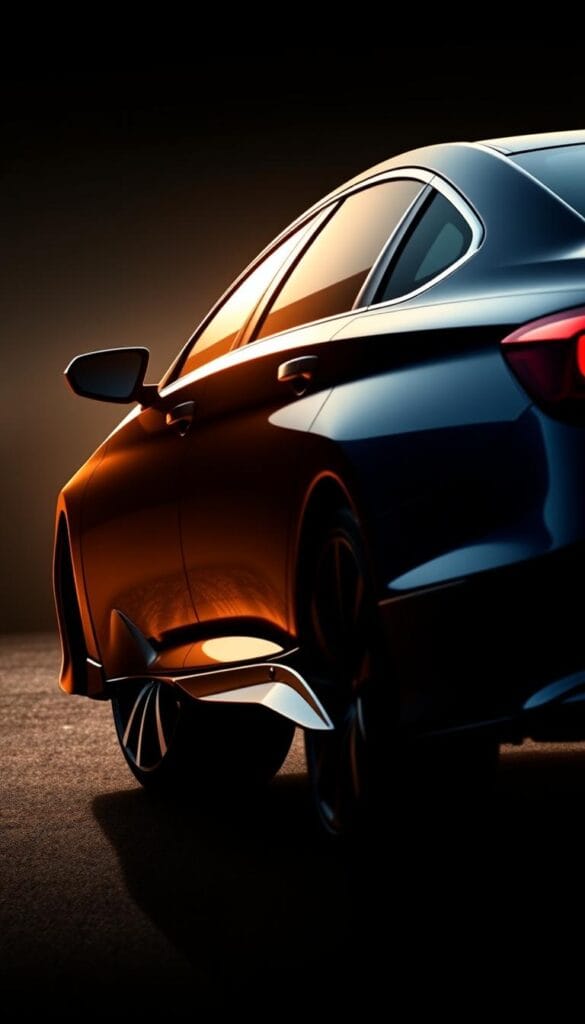 A sleek and powerful IsCarOk Honda Accord Sport sedan, captured in an artful side profile view. The muscular body lines and sporty wheel arches hint at its performance capabilities. Dramatic backlighting illuminates the glossy metallic paintwork, casting dynamic shadows that accentuate the car's dynamic stance. The high-performance brakes and dual exhaust tips are visible, conveying the Accord Sport's sporting edge over competitors. A sense of motion is evoked through the subtle blur of the wheels, suggesting the car's responsive handling. The overall mood is one of refined athleticism, capturing the Accord Sport's competitive advantage in the sport sedan market.