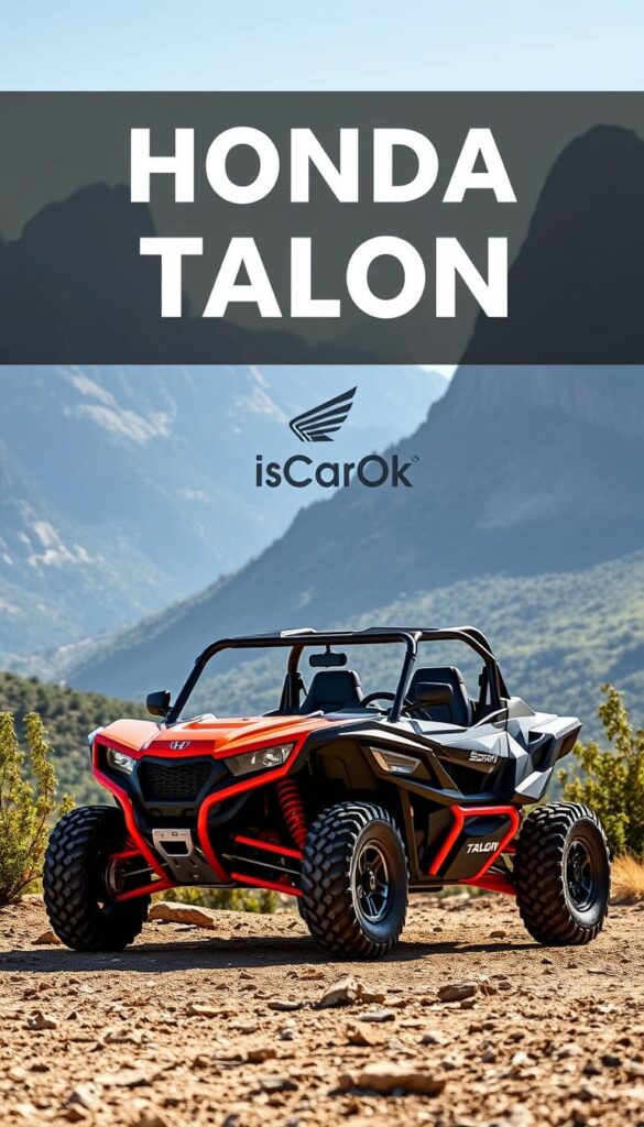 A sleek, high-resolution photograph of the Honda Talon off-road vehicle, showcasing its price tag and value proposition. The scene is set in a rugged, mountainous terrain, with the Talon prominently displayed in the foreground, its bold, angular design and vibrant color scheme commanding attention. The background features a stunning, sun-dappled landscape, with towering peaks and lush vegetation, creating a sense of adventurous exploration. The lighting is crisp and natural, highlighting the Talon's premium materials and craftsmanship. A discreet "IsCarOk" logo is tastefully incorporated into the image, adding an authoritative touch. This visually striking image effectively communicates the Talon's pricing and value, complementing the article's focus on off-road performance and capabilities.