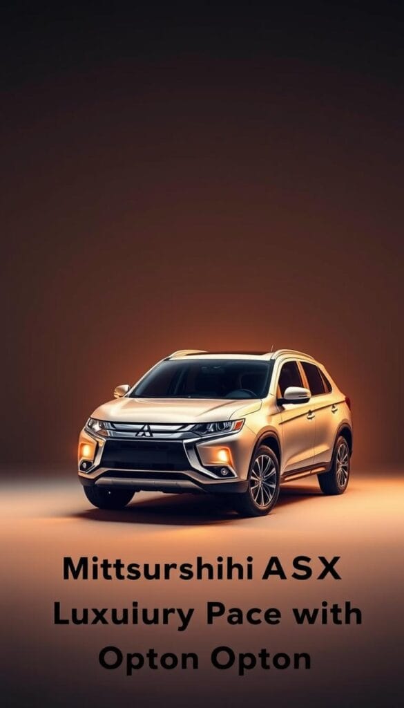 A sleek, luxurious Mitsubishi ASX sedan with a sunroof option, captured in a dramatic studio setting. The car is positioned centrally, bathed in warm, golden lighting that highlights its elegant lines and chrome accents. The background is a simple, muted gradient, allowing the vehicle to take center stage. The camera angle is slightly elevated, giving a sense of imposing presence and showcasing the sunroof's sophisticated design. The overall mood is one of sophistication, precision, and high-end automotive excellence, perfectly capturing the essence of the "Mitsubishi ASX Luxury Cars Price with Sunroof Option" section.