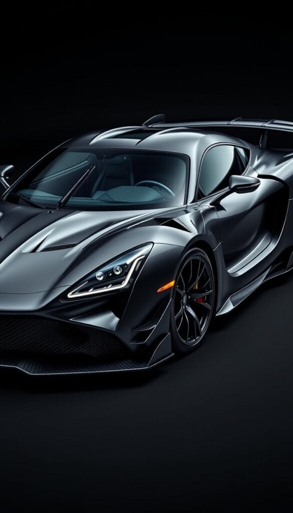 A striking Hennessey Venom F5 hypercar, its sleek, aerodynamic body sculpted in stunning metallic charcoal, showcasing a series of bold, custom specification options. The front grille features a unique, razor-sharp design, while the rear spoiler is engineered for maximum downforce. Gleaming carbon fiber accents adorn the side skirts and front splitter, hinting at the car's immense power. Bespoke alloy wheels, finished in a matte black hue, sit flush with the muscular wheel arches. Bathed in dramatic, directional lighting, the Venom F5 exudes an aura of exclusivity and performance, ready to be personalized to the owner's exacting preferences.