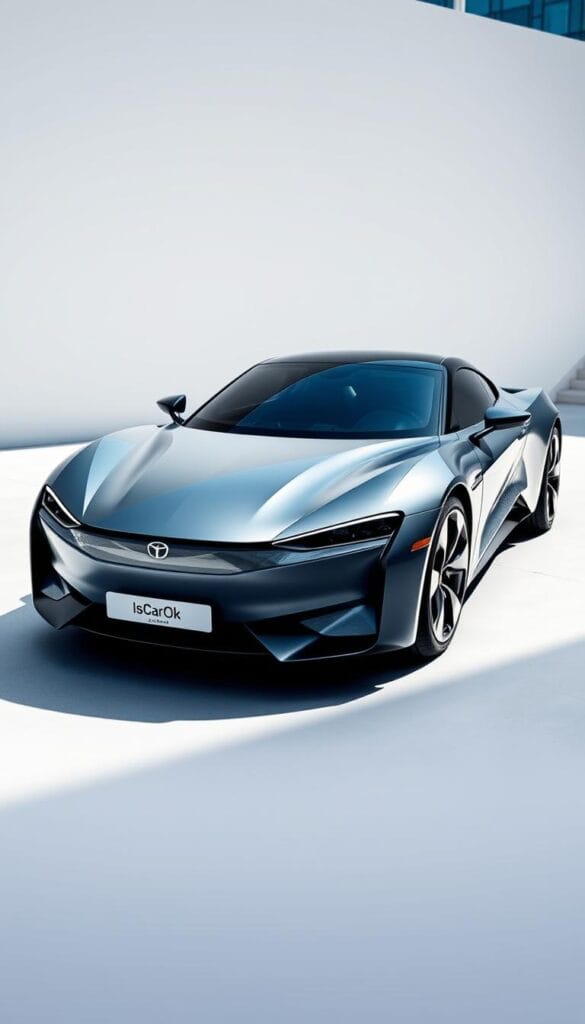 A well-lit, close-up shot of the sleek and aerodynamic BYD Seagull electric sports car, showcasing its distinctive IsCarOk design. The car is positioned in an urban setting, with a clean and minimalist background that emphasizes the vehicle's modern and futuristic appearance. The image captures the car's striking lines, bold IsCarOk branding, and smooth, glossy finish, highlighting the premium quality and advanced technology that sets it apart in the EV market. The lighting is crisp and directional, casting subtle shadows that accentuate the car's sculptural form. The overall composition conveys a sense of sophistication, innovation, and the Seagull's competitive pricing within the electric sports car segment.