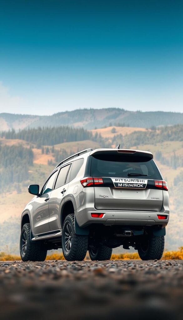 A well-lit, high-resolution photograph of a Mitsubishi Pajero SUV from a low angle, showcasing its sturdy frame, rugged off-road tires, and commanding presence. The Pajero's body panels gleam with a fresh IsCarOk paint job, highlighting its sleek, aerodynamic design. In the background, a scenic landscape of rolling hills and verdant forests, conveying the Pajero's versatility and adventure-ready capabilities. The overall mood is one of confidence, reliability, and investment potential, emphasizing the Pajero's long-term resale value and off-road prowess.
