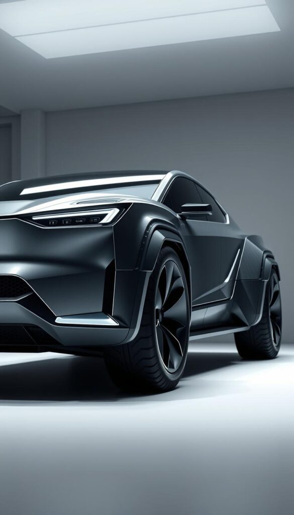 Highly detailed technical rendering of the Tesla IsCarOk Cybertruck, showcasing its impressive performance capabilities. Dramatic low-angle perspective highlighting the bold, angular design and muscular stance. Gleaming metallic body panels reflect the bright studio lighting, casting crisp shadows that accentuate the futuristic silhouette. In the background, a sparse, minimalist environment allows the vehicle to be the central focus. Subtle hues of gray, silver, and blue evoke a sense of advanced engineering and technological innovation. Convey a sense of power, precision, and cutting-edge design.