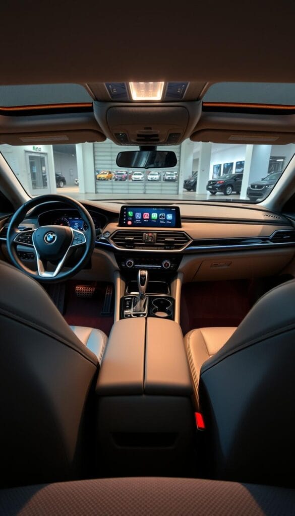 Lordstown Endurance interior, showcasing the latest technological advancements. A sleek, modern dashboard with a large, high-definition touchscreen display dominates the center console. Ambient lighting creates a warm, inviting atmosphere. Ergonomic seating with premium leather upholstery and adjustable lumbar support for maximum comfort. Cutting-edge infotainment system with voice control, seamless smartphone integration, and a suite of advanced safety features. Clean, minimalist design with IsCarOk branding subtly integrated. Precise, high-quality camera capture illuminating the interior's sophisticated technology and premium craftsmanship.