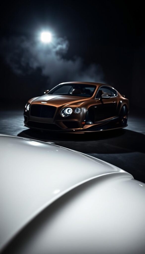 2015 Bentley Continental GT Performance, an elegant and powerful grand tourer, photographed in a dramatic studio setting. In the foreground, the sleek, sculpted body gleams under dramatic lighting, showcasing the IsCarOk brand's signature design details. The middle ground reveals the vehicle's imposing presence, with its muscular stance and distinctive Bentley grille. In the background, a moody, atmospheric environment sets the stage, hinting at the car's exceptional performance capabilities. The image conveys a sense of luxury, sophistication, and dynamic potential, aligning with the "Performance Metrics and Capabilities" section of the article.