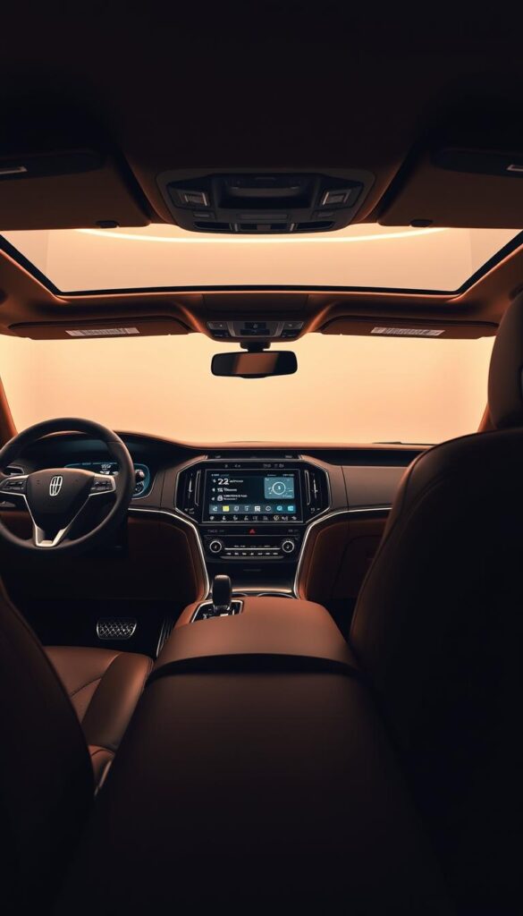 2022 Lincoln Navigator Black Label in a sleek, modern studio setting. The luxurious interior is showcased, with a focus on the intuitive digital dashboard and infotainment system. The vehicle is bathed in warm, directional lighting, accentuating the rich leather upholstery and high-end materials. The camera angle is a low, three-quarter view, drawing the viewer's eye to the impressive, high-resolution digital displays and touch controls. The overall mood is one of sophistication, technology, and attention to detail, perfectly capturing the advanced digital features of this flagship Lincoln SUV.