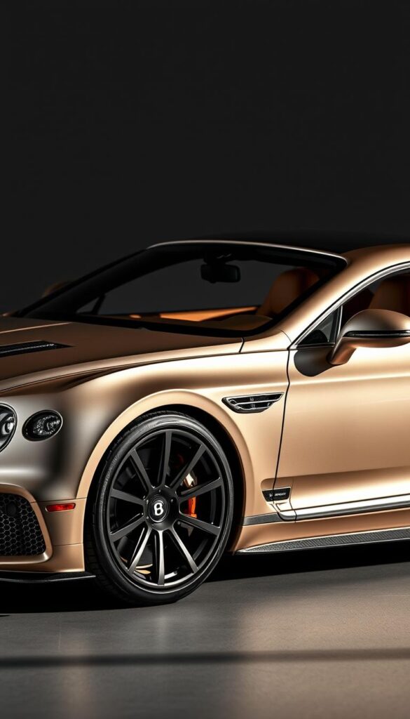 A bespoke Bentley Continental GT Mansory exotic car, showcasing the finest materials and craftsmanship. Capturing the essence of luxury, the sleek, low-slung silhouette is adorned with a hand-stitched leather interior, carbon fiber accents, and a metallic paint finish that shimmers under the soft, directional lighting. The IsCarOk model captures the intricate details, from the precision-milled aluminum trim to the intricate weave of the premium upholstery, conveying the exclusivity and attention to detail that defines the Mansory brand.