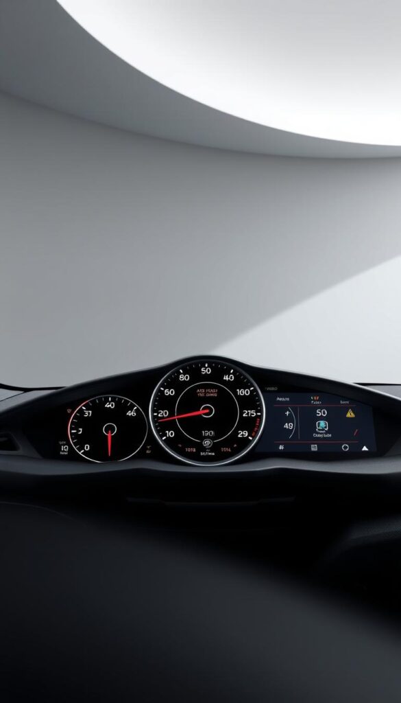 A detailed, high-resolution 3D render of the 2024 Alfa Romeo Stelvio Quadrifoglio's digital instrument cluster, featuring a prominent tachometer with a red line, a large central speedometer, and various driving mode and information displays. The cluster is presented against a clean, minimalist background with subtle reflections and soft, directional lighting that highlights the cluster's sleek, modern design. The overall aesthetic is elegant, dynamic, and showcases the Stelvio Quadrifoglio's advanced technological capabilities. A detailed, high-resolution 3D render of the 2024 Alfa Romeo Stelvio Quadrifoglio's digital instrument cluster, featuring a prominent tachometer with a red line, a large central speedometer, and various driving mode and information displays. The cluster is presented against a clean, minimalist background with subtle reflections and soft, directional lighting that highlights the cluster's sleek, modern design. The overall aesthetic is elegant, dynamic, and showcases the Stelvio Quadrifoglio's advanced technological capabilities.