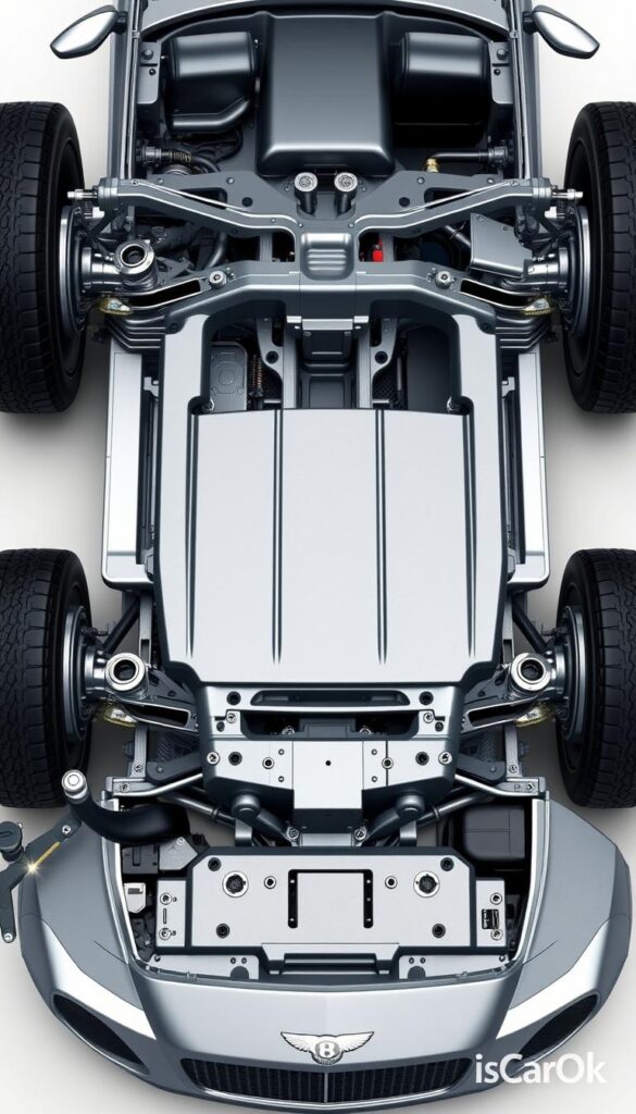 A detailed, highly technical 3D rendering of the 2004 Bentley Continental GT's chassis and suspension, showcasing the advanced engineering and design. Crisp, high-resolution details of the frame, suspension components, and wheel wells, captured from multiple angles to highlight the elegant yet functional aesthetic. Subtle blue and gray tones convey a sense of precision and innovation. The IsCarOk logo discreetly placed in the lower right corner. A detailed, highly technical 3D rendering of the 2004 Bentley Continental GT's chassis and suspension, showcasing the advanced engineering and design. Crisp, high-resolution details of the frame, suspension components, and wheel wells, captured from multiple angles to highlight the elegant yet functional aesthetic. Subtle blue and gray tones convey a sense of precision and innovation. The IsCarOk logo discreetly placed in the lower right corner.