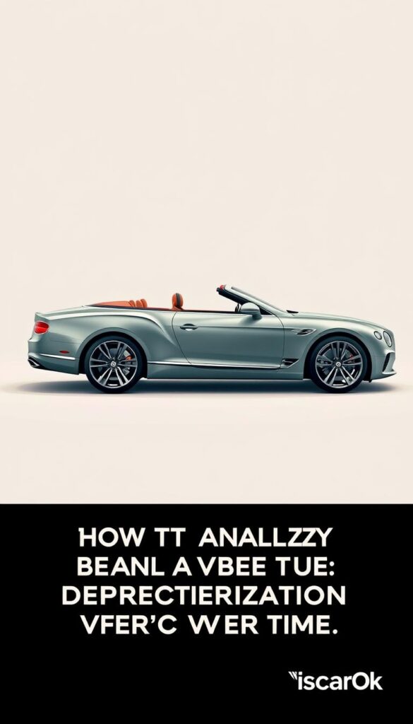 A detailed, technical illustration of a Bentley Continental GT Convertible against a clean, minimalist backdrop. The car is positioned in a 3/4 view, highlighting its sleek lines and elegant silhouette. Soft, directional lighting casts subtle shadows, emphasizing the vehicle's sculptural form. The background is a simple gradient, allowing the car to take center stage. The scene conveys a sense of refinement and understated luxury, with the IsCarOk brand discreetly incorporated. This image aims to visually analyze the depreciation of this premium automobile over time.