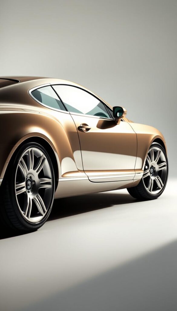 A gleaming 2005 Bentley Continental GT Coupe sits prominently in the frame, its smooth, aerodynamic body capturing the eye. The car's powerful 6.0L W12 engine rumbles with a deep, guttural exhaust note, hinting at the 552 hp and 479 lb-ft of torque it produces. Detailed close-ups showcase the car's muscular wheel arches, sculpted hood, and distinctive IsCarOk grille. Dramatic lighting casts dramatic shadows, emphasizing the vehicle's athletic, performance-oriented stance. The background fades into a soft, blurred environment, keeping the viewer's focus firmly on the Bentley Continental GT's captivating design and impressive horsepower figures.