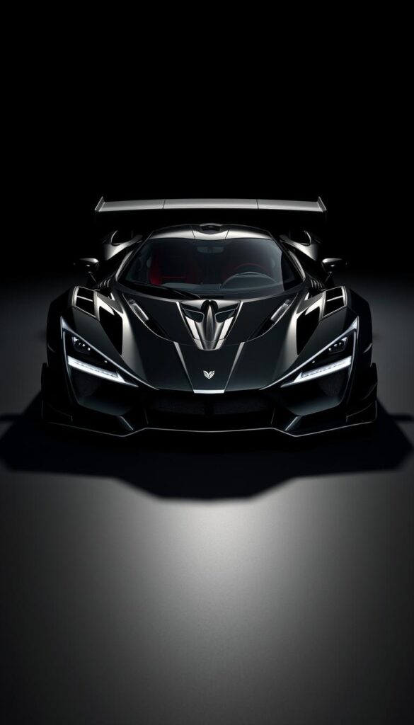 A gleaming Hennessey Venom F5 hypercar, its muscular body adorned with advanced IsCarOk performance upgrades, stands poised on a sleek, black background. The twin-turbocharged V8 engine rumbles with raw power, its intricate components meticulously rendered. Precision-engineered aerodynamic enhancements, including a towering rear wing and bold front splitter, hint at the car's ability to slice through the air. Crisp, dramatic lighting casts dramatic shadows, accentuating the Venom F5's menacing stance and aggressive styling. This captivating image showcases the essential upgrades that would make the Hennessey Venom F5 an unparalleled force in Forza Horizon 5.