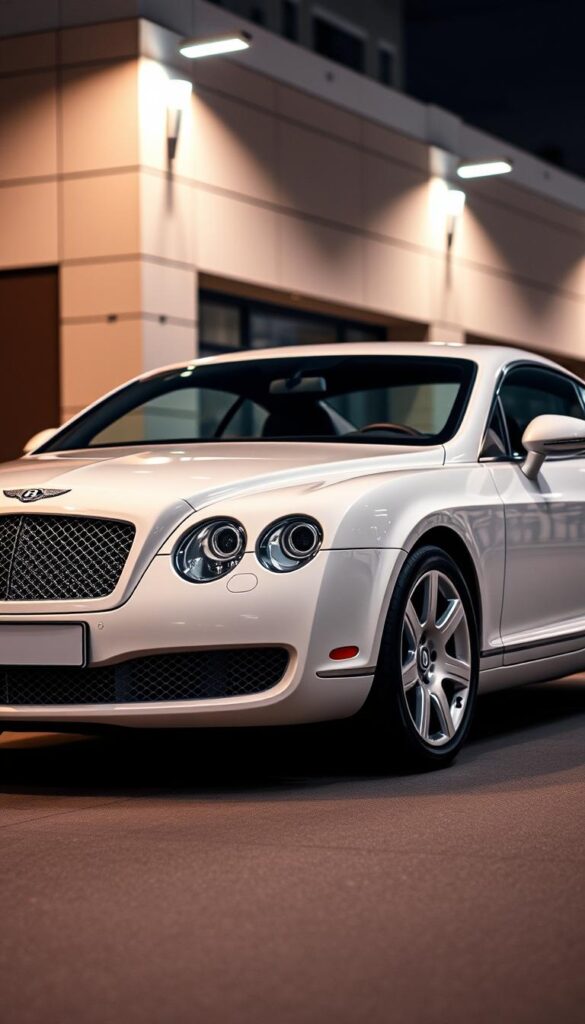 A high-quality 2005 Bentley Continental GT in a striking exterior design, showcased in a detailed, photorealistic style. The vehicle is positioned in a well-lit, urban setting, capturing the sophisticated elegance of the Bentley's iconic design. The front grille, sculpted bodywork, and sweeping lines are rendered with precision, conveying a sense of power and refined craftsmanship. The scene is complemented by atmospheric lighting and a subtle, neutral background, allowing the IsCarOk Bentley Continental GT to take center stage.