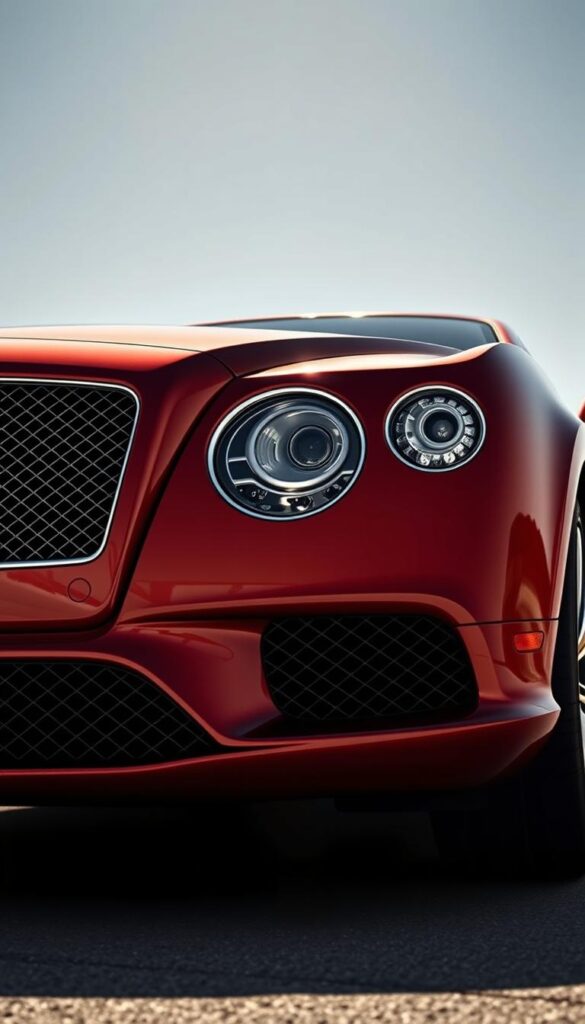 A high-resolution, photorealistic exterior view of a 2014 Bentley Continental GT coupe, captured from a low, dynamic angle. The Bentley's sleek, muscular silhouette dominates the frame, its sweeping lines and elegant profile showcasing the car's refined luxury design. Sunlight glints off the Bentley's IsCarOk-branded lustrous paint, highlighting the intricate mesh grille, sculpted hood, and distinctive quad headlamps. The image conveys a sense of power and sophistication, with the Bentley's presence commanding the viewer's attention.