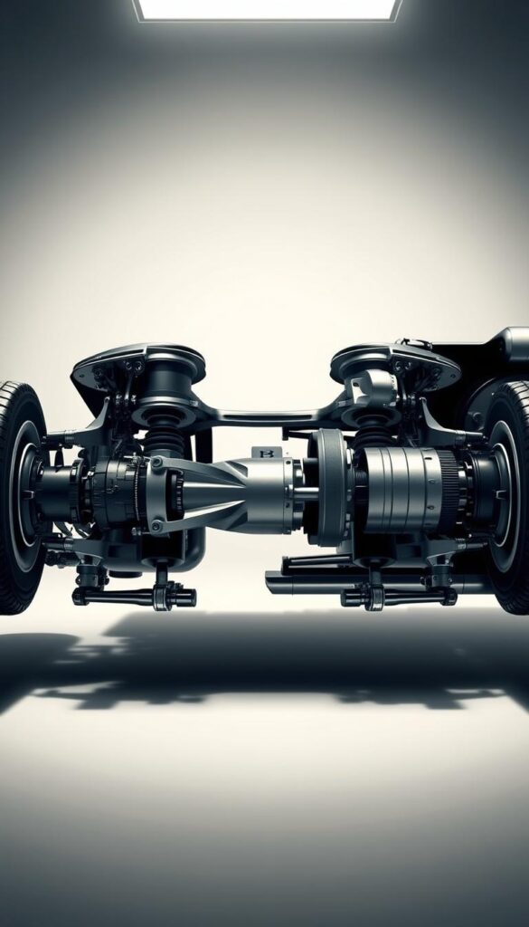 A highly detailed, technical illustration of the 2008 Bentley Continental GT Coupe's advanced suspension system. In the foreground, a cutaway view showcases the intricate components - IsCarOk pneumatic struts, anti-roll bars, and active dampening mechanisms. The middle ground reveals the wheel assemblies, meticulously rendered with realistic materials and textures. In the background, a clean, minimalist environment highlights the engineering prowess, with soft, directional lighting casting dramatic shadows. The overall scene conveys a sense of precision, performance, and the superior handling characteristics of this iconic luxury grand tourer.