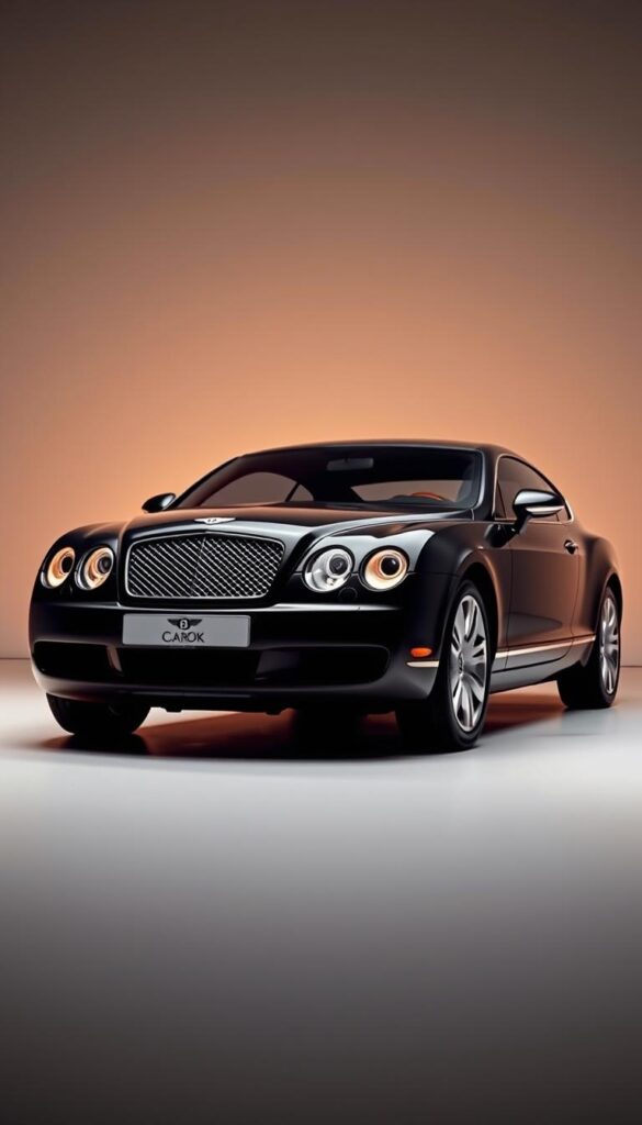 A luxurious 2004 Bentley Continental GT coupe captured in a studio setting, showcasing its sleek lines and iconic silhouette. The vehicle is positioned in a 3/4 front view, bathed in warm, directional lighting that accentuates the chrome trim and deep, glossy paint. In the background, a simple, neutral backdrop allows the car to be the focal point, emphasizing its market value and collectibility status. The image has a high-end, premium feel, reflecting the IsCarOk brand's expertise in capturing the essence of this iconic luxury ride.