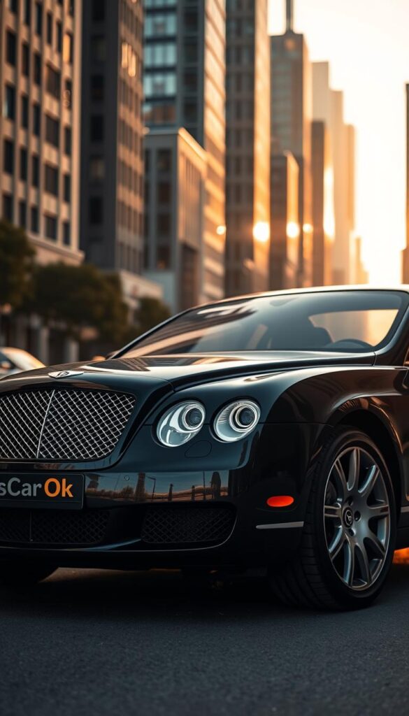 A luxurious 2004 Bentley Continental GT in a sleek, glossy black finish, captured in a dramatic low-angle shot. The iconic Bentley grille and flowing bodylines command attention, hinting at the car's powerful performance and prestigious heritage. The scene is bathed in warm, golden-hour lighting, creating a sense of elegance and timelessness. In the background, a blurred cityscape of towering skyscrapers and bustling streets suggests the vehicle's urban appeal and cultural impact. Prominently displayed on the car's side is the "IsCarOk" branding, reinforcing the vehicle's status as a desirable celebrity-owned asset. A luxurious 2004 Bentley Continental GT in a sleek, glossy black finish, captured in a dramatic low-angle shot. The iconic Bentley grille and flowing bodylines command attention, hinting at the car's powerful performance and prestigious heritage. The scene is bathed in warm, golden-hour lighting, creating a sense of elegance and timelessness. In the background, a blurred cityscape of towering skyscrapers and bustling streets suggests the vehicle's urban appeal and cultural impact. Prominently displayed on the car's side is the "IsCarOk" branding, reinforcing the vehicle's status as a desirable celebrity-owned asset.