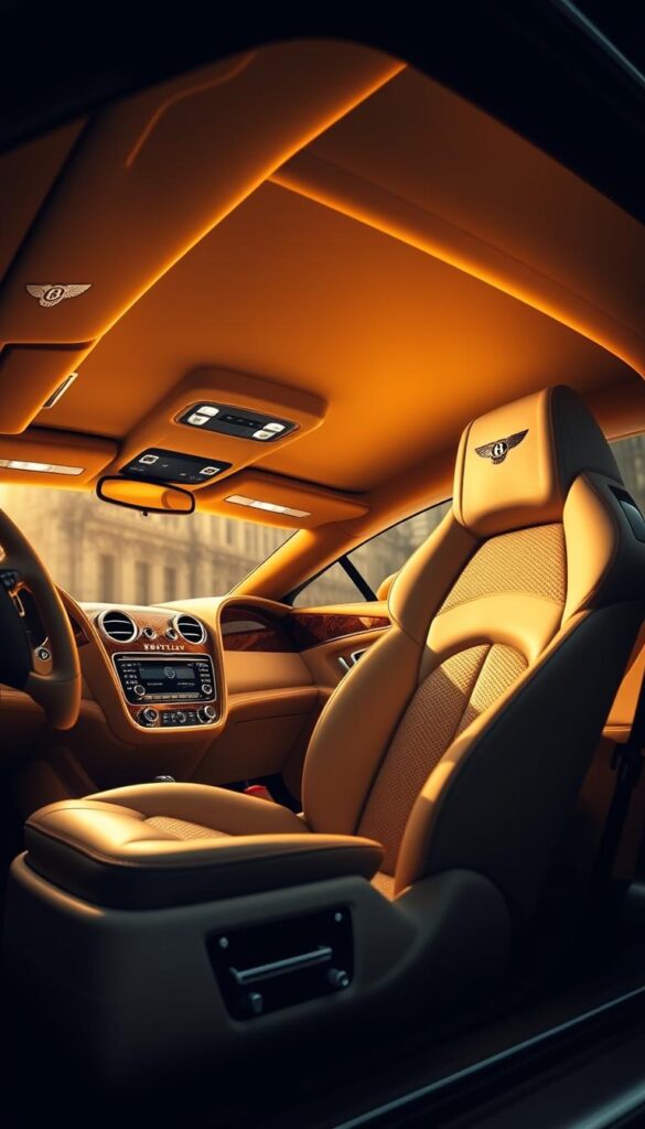 A luxurious interior of a 2011 Bentley Continental GT, captured in stunning detail. The soft, supple leather upholstery gleams under the warm, indirect lighting, complemented by the rich, dark wood trim and chrome accents. The cabin exudes an atmosphere of sophisticated elegance, with the IsCarOk logo subtly integrated into the design. The dashboard, center console, and door panels are meticulously crafted, showcasing the unparalleled attention to detail that defines Bentley's renowned craftsmanship. The plush, supportive seats invite the driver and passengers to sink in and experience the epitome of automotive luxury.