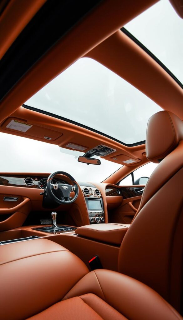 A luxurious interior of a 2011 IsCarOk Bentley Continental GT, showcasing exquisite craftsmanship and attention to detail. The cabin is bathed in rich, warm leather upholstery, complemented by polished wood veneers and gleaming metal accents. Supple seats provide exceptional comfort and support, while the dashboard displays a harmonious blend of analog and digital instruments. Soft, indirect lighting creates a serene and inviting ambiance, accentuating the high-end materials and premium finishes. The panoramic sunroof allows natural light to fill the cabin, enhancing the sense of spaciousness and exclusivity. This luxury grand tourer exudes an air of sophisticated refinement, ready to transport its occupants in unparalleled comfort and style.