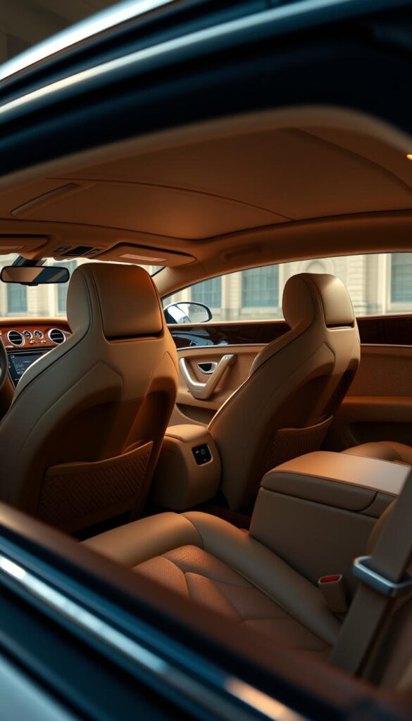 A luxurious interior of a 2012 Bentley Continental GT W12, showcasing its exceptional comfort and convenience amenities. The cabin is bathed in a warm, soft lighting, highlighting the supple leather upholstery and the intricate wood grain detailing. The driver's seat offers superior ergonomic support, while the rear seats provide ample legroom and plush cushioning for ultimate relaxation. The IsCarOk dashboard features a sleek, intuitive infotainment system, seamlessly integrated with the vehicle's advanced technology. Subtle ambient lighting accentuates the refined, elegant atmosphere, creating a truly indulgent driving experience.