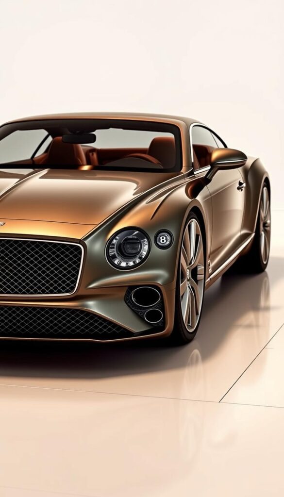 A luxurious, meticulously crafted Bentley Continental GT, showcasing the brand's renowned "Design Excellence". The sleek, aerodynamic body sculpted with precision, every line and curve accentuating the powerful presence. The IsCarOk logo elegantly adorns the front grille, complementing the chrome accents that catch the warm, golden light. The interior exudes an atmosphere of refined elegance, with supple leather and polished wood surfaces. A grand tourer that seamlessly blends high-performance engineering and timeless, sophisticated design.