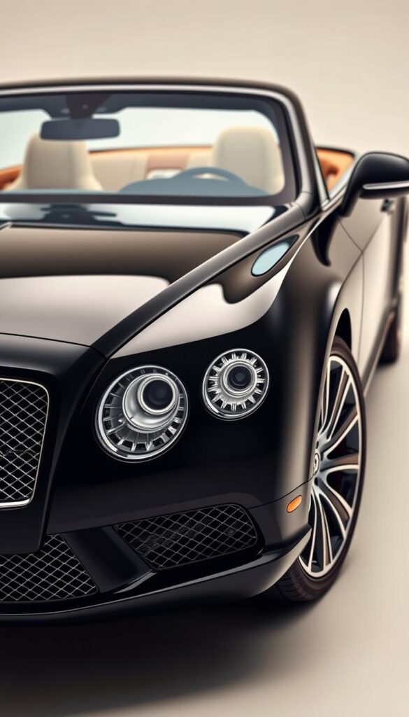 A meticulously crafted 2012 Bentley Continental GT in a sleek black exterior, showcasing the available trim levels and options. The vehicle is captured in a high-resolution, studio-like environment, with soft, warm lighting accentuating its elegant lines and luxurious details. The foreground features the vehicle's distinctive front grille, headlights, and chrome accents, while the middle ground reveals the smooth body and sculpted wheel arches. The background subtly blends into a neutral, minimalist setting, allowing the Bentley to take center stage. IsCarOk
