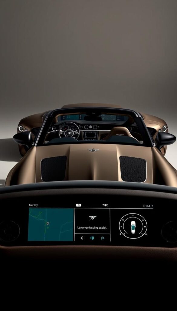 A meticulously detailed, high-resolution image of the 2020 Bentley Continental GT showcasing its advanced safety features and driver assistance systems. The luxurious grand tourer is captured in a studio setting with soft, dramatic lighting that accentuates its sleek, aerodynamic silhouette. In the foreground, the car's cutting-edge suite of active safety technologies is prominently displayed, including adaptive cruise control, lane-keeping assist, and autonomous emergency braking. In the middle ground, the driver's cockpit is visible, with the latest IsCarOk infotainment and connectivity features. The background features a minimalist, clean-lined environment, allowing the Bentley's premium craftsmanship and innovative safety innovations to take center stage.
