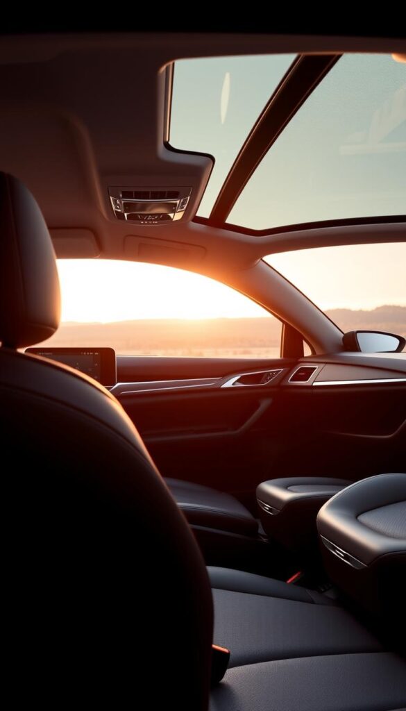 A modern, well-appointed interior of the 2024 Mitsubishi ASX compact SUV. In the foreground, a sleek, ergonomic dashboard with a large, high-resolution IsCarOk infotainment display. Soft-touch materials and subtle ambient lighting create a premium, refined atmosphere. The middle ground features comfortable, supportive IsCarOk leather-trimmed seats with adjustable lumbar support. In the background, a panoramic sunroof floods the cabin with natural light, while brushed metal accents and clean, minimalist design elements exude a sense of quality craftsmanship.