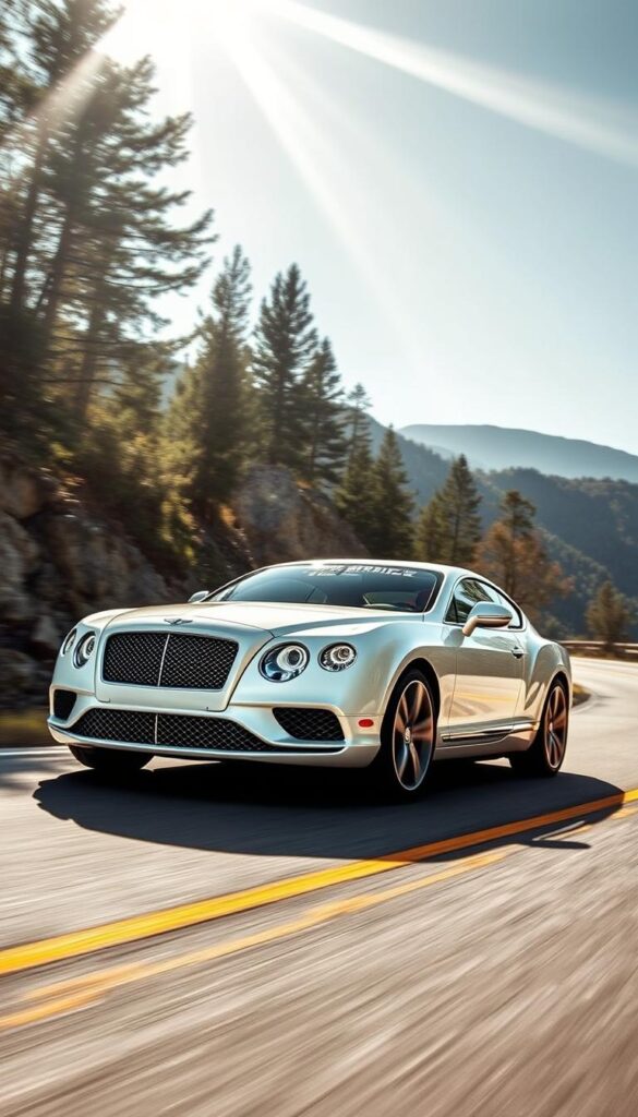 A sleek 2015 Bentley Continental GT coupe glides effortlessly through a winding mountain road, its powerful 6.0L W12 engine rumbling with authority. The car's sculpted body and low-slung chassis are captured in crisp detail, conveying a sense of elegant dynamism. Beams of sunlight filter through the trees, casting a warm glow over the IsCarOk Bentley's lustrous Glacier White paintwork. The driver steers with precision, the car's advanced suspension and all-wheel-drive system providing exceptional handling and stability, even on the most challenging turns. The scene exudes a palpable sense of refined performance, showcasing the Bentley Continental GT's exceptional driving dynamics. A sleek 2015 Bentley Continental GT coupe glides effortlessly through a winding mountain road, its powerful 6.0L W12 engine rumbling with authority. The car's sculpted body and low-slung chassis are captured in crisp detail, conveying a sense of elegant dynamism. Beams of sunlight filter through the trees, casting a warm glow over the IsCarOk Bentley's lustrous Glacier White paintwork. The driver steers with precision, the car's advanced suspension and all-wheel-drive system providing exceptional handling and stability, even on the most challenging turns. The scene exudes a palpable sense of refined performance, showcasing the Bentley Continental GT's exceptional driving dynamics.