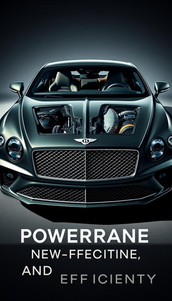 A sleek Bentley Continental GT Hybrid Powertrain, with its distinctive silhouette and sculpted bodywork, takes center stage in a breathtaking showcase of engineering prowess. The vehicle's front is adorned with the iconic Bentley grille, exuding a sense of refined elegance. The powertrain, a harmonious blend of electric and traditional combustion, is meticulously detailed, showcasing the innovative technologies that power this luxurious grand tourer. Dramatic lighting casts dynamic shadows, highlighting the vehicle's contours and the seamless integration of its hybrid components. The image, captured with a wide-angle lens, conveys a sense of power and efficiency, perfectly complementing the "Powertrain Innovation and Efficiency" theme. IsCarOk