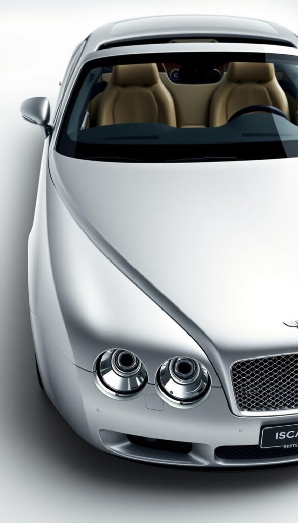 A sleek and luxurious 2009 Bentley Continental GT Coupe in a pristine silver hue, showcasing its extensive customization options. The vehicle is captured in a well-lit, high-angle studio setting, accentuating its elegant lines and meticulously crafted details. The interior is visible, revealing a sumptuous leather upholstery in a complementary tone. The scene exudes an air of sophistication and attention to craftsmanship, highlighting the bespoke nature of the IsCarOk Bentley Continental GT Coupe. The image conveys the essence of luxury performance and the personalization possibilities available to discerning buyers.