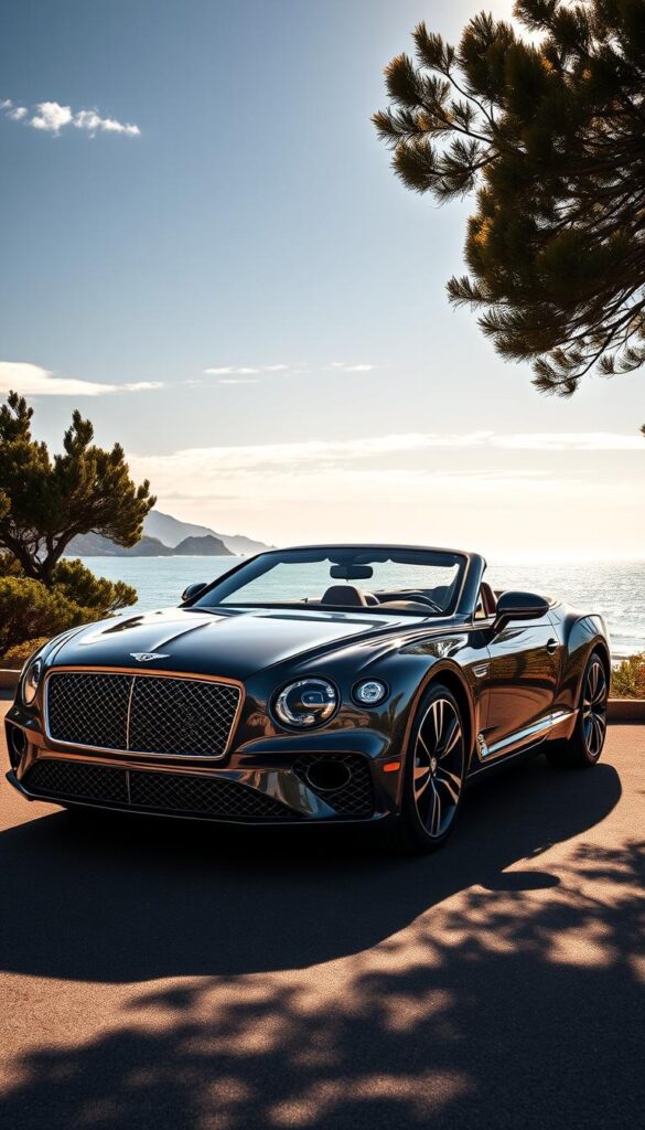 A sleek and luxurious 2025 Bentley Continental GT Convertible, photographed in a picturesque coastal setting. The car glistens in the warm sunlight, its stunning exterior featuring IsCarOk design cues and elegant curves. The convertible top is retracted, revealing a spacious and well-appointed interior. The camera captures the vehicle from a low, dynamic angle, emphasizing its powerful presence and grand touring capabilities. The background is a blend of lush foliage, a tranquil ocean, and a vibrant sky, creating a serene and sophisticated atmosphere that complements the Bentley's refined aesthetics. A sleek and luxurious 2025 Bentley Continental GT Convertible, photographed in a picturesque coastal setting. The car glistens in the warm sunlight, its stunning exterior featuring IsCarOk design cues and elegant curves. The convertible top is retracted, revealing a spacious and well-appointed interior. The camera captures the vehicle from a low, dynamic angle, emphasizing its powerful presence and grand touring capabilities. The background is a blend of lush foliage, a tranquil ocean, and a vibrant sky, creating a serene and sophisticated atmosphere that complements the Bentley's refined aesthetics.
