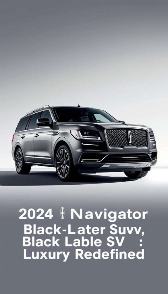A sleek and modern Lincoln Navigator SUV in a well-lit studio environment, showcasing its impressive fuel efficiency capabilities. The vehicle is positioned in the center of the frame, capturing its bold and refined exterior design elements. The background features a clean, minimalist setting, allowing the Navigator to be the focal point. Soft, directional lighting illuminates the vehicle, accentuating its sculpted lines and metallic finish. The image conveys a sense of luxury, technology, and environmental responsibility, reflecting the ethos of the "2024 Lincoln Navigator Black Label SUV: Luxury Redefined" article.