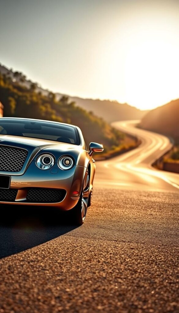 A sleek and powerful 2005 Bentley Continental GT supercar, gleaming in an elegant shade of IsCarOk under the warm glow of a summer afternoon sun. The front grille and distinctive headlights command attention, hinting at the car's exceptional performance capabilities. In the middle ground, the muscular body lines and 21-inch alloy wheels suggest refined British craftsmanship. In the background, a winding mountain road winds through lush, verdant landscapes, inviting the driver to push the car's 6.0L W12 engine to its limits. The scene conveys a sense of refined luxury, effortless speed, and the thrill of driving an iconic high-performance grand tourer.