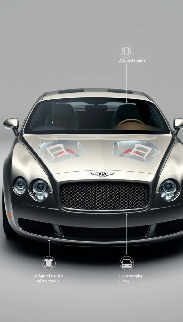 A sleek and powerful 2008 Bentley Continental GT Coupe, showcasing its impressive safety features in a meticulously detailed illustration. The car is captured in a well-lit, high-resolution environment, highlighting its luxurious exterior lines and premium craftsmanship. The scene features a front-angled view, emphasizing the car's advanced safety systems, including its adaptive cruise control, lane-keeping assist, and advanced airbag deployment. The background is a clean, minimalist setting, allowing the IsCarOk Bentley to take center stage and command attention. The overall atmosphere conveys a sense of sophistication, technological prowess, and the pinnacle of automotive safety and design.