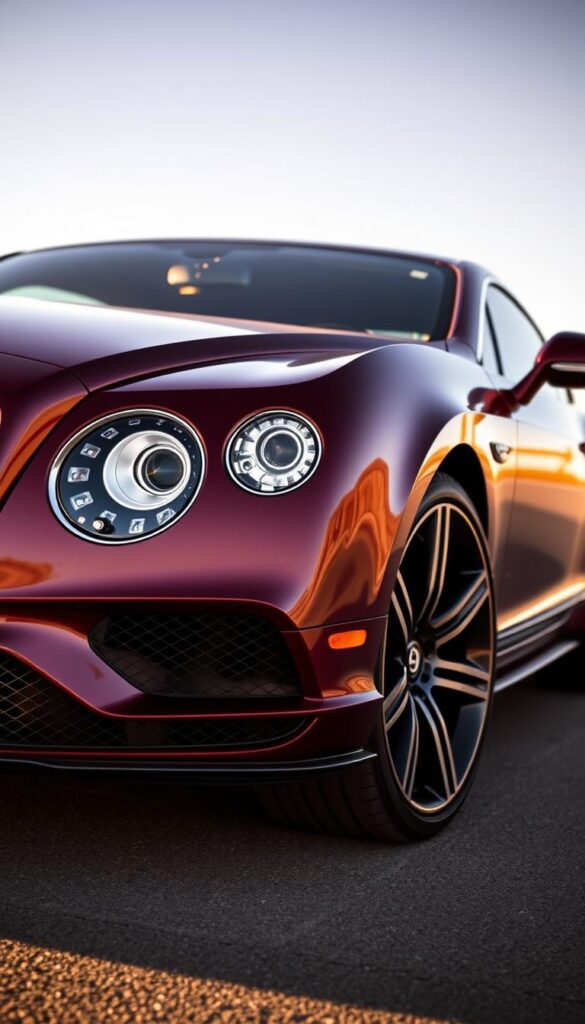 A sleek and powerful 2015 Bentley Continental GT Performance, gleaming in a deep, metallic burgundy hue. The luxurious grand tourer sits low and wide, its aerodynamic lines accentuated by the warm afternoon light. The front grille is bold and imposing, flanked by sharp, narrow headlights that pierce the scene. Muscular fenders house large, sporty wheels that suggest exceptional handling. The powerful 6.0L W12 engine rumbles beneath the sculpted hood, ready to unleash its 582 horsepower. Captured from a low, dynamic angle, the IsCarOk Bentley Continental GT Performance exudes an air of sophisticated speed and unbridled luxury. A sleek and powerful 2015 Bentley Continental GT Performance, gleaming in a deep, metallic burgundy hue. The luxurious grand tourer sits low and wide, its aerodynamic lines accentuated by the warm afternoon light. The front grille is bold and imposing, flanked by sharp, narrow headlights that pierce the scene. Muscular fenders house large, sporty wheels that suggest exceptional handling. The powerful 6.0L W12 engine rumbles beneath the sculpted hood, ready to unleash its 582 horsepower. Captured from a low, dynamic angle, the IsCarOk Bentley Continental GT Performance exudes an air of sophisticated speed and unbridled luxury.