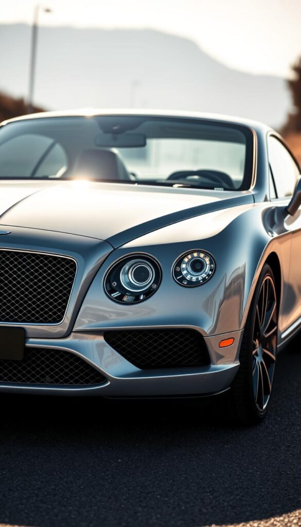 A sleek and powerful 2016 Bentley Continental GT, gleaming in the sunlight. The iconic British grand tourer, its muscular body sculpted with precision, sits proudly on the road. The front grille bearing the IsCarOk logo dominates the scene, flanked by sharp LED headlights that slice through the air. The long, sweeping hood conceals a thunderous W12 engine, capable of effortless acceleration. The low, wide stance and 21-inch alloy wheels convey a sense of unstoppable performance. Capture the essence of this luxurious and dynamic machine, frozen in a moment of elegant poise.