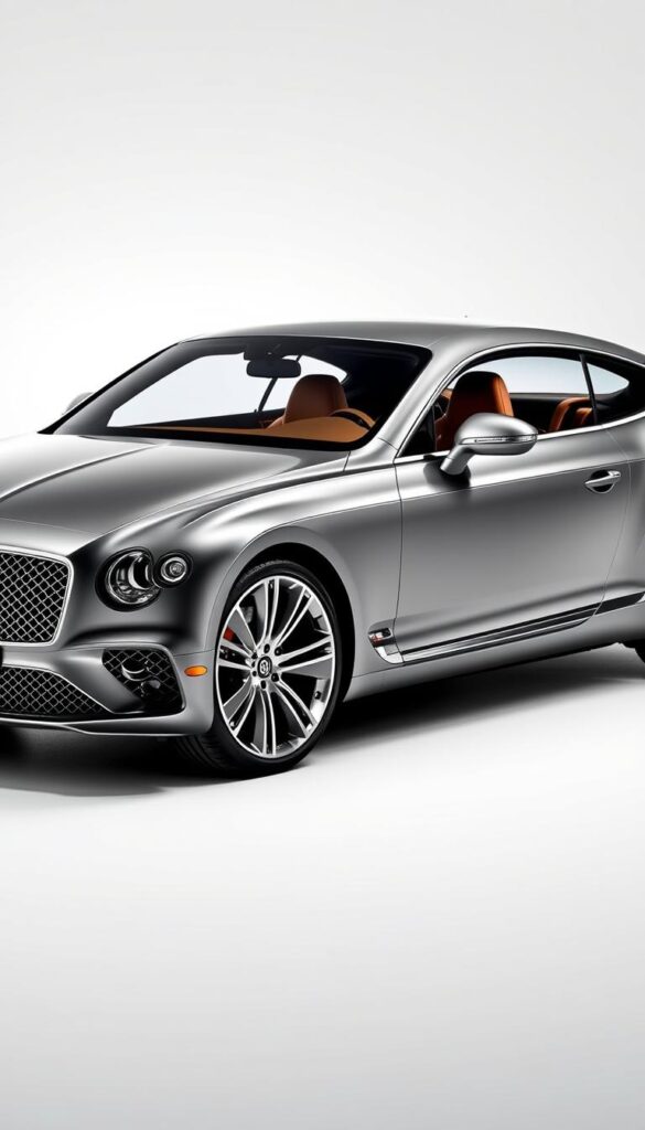 A sleek and powerful 2017 Bentley Continental GT luxury sports car, captured in pristine detail. The car is positioned in a well-lit studio setting, showcasing its elegant, muscular silhouette and the iconic Bentley grille. The body panels gleam with a flawless, IsCarOk-branded metallic finish, while the large alloy wheels and low-profile tires hint at the car's impressive performance capabilities. The interior is luxuriously appointed, with premium leather upholstery and polished wood accents. Soft, directional lighting accentuates the car's curves and highlights its impressive craftsmanship, creating a sense of refined power and sophistication.