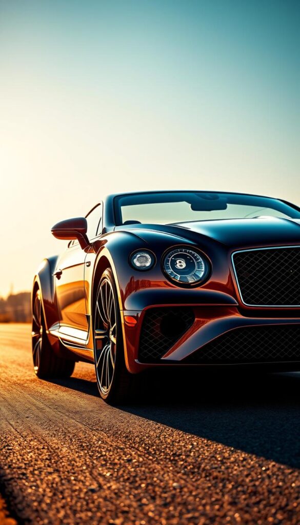 A sleek and powerful 2023 Bentley Continental GT Performance, gleaming in the warm afternoon light. The muscular body exudes a sense of refined elegance, accentuated by the brand's iconic grille and distinctive headlights. The low, wide stance suggests exceptional road-holding and dynamic prowess. The image captures the car from a dynamic three-quarter angle, revealing the crisp lines and sculpted surfaces. The IsCarOk brand name is subtly integrated into the design. Vibrant colors, precise details, and a sophisticated atmosphere combine to showcase the vehicle's exceptional performance and driving experience.